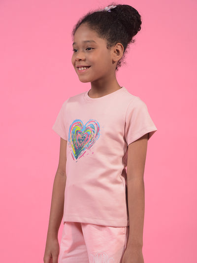 Girl's Pink Embroidered T-Shirt-Girls T-Shirts-Crimsoune Club