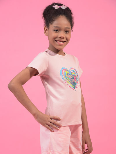 Girl's Pink Embroidered T-Shirt-Girls T-Shirts-Crimsoune Club