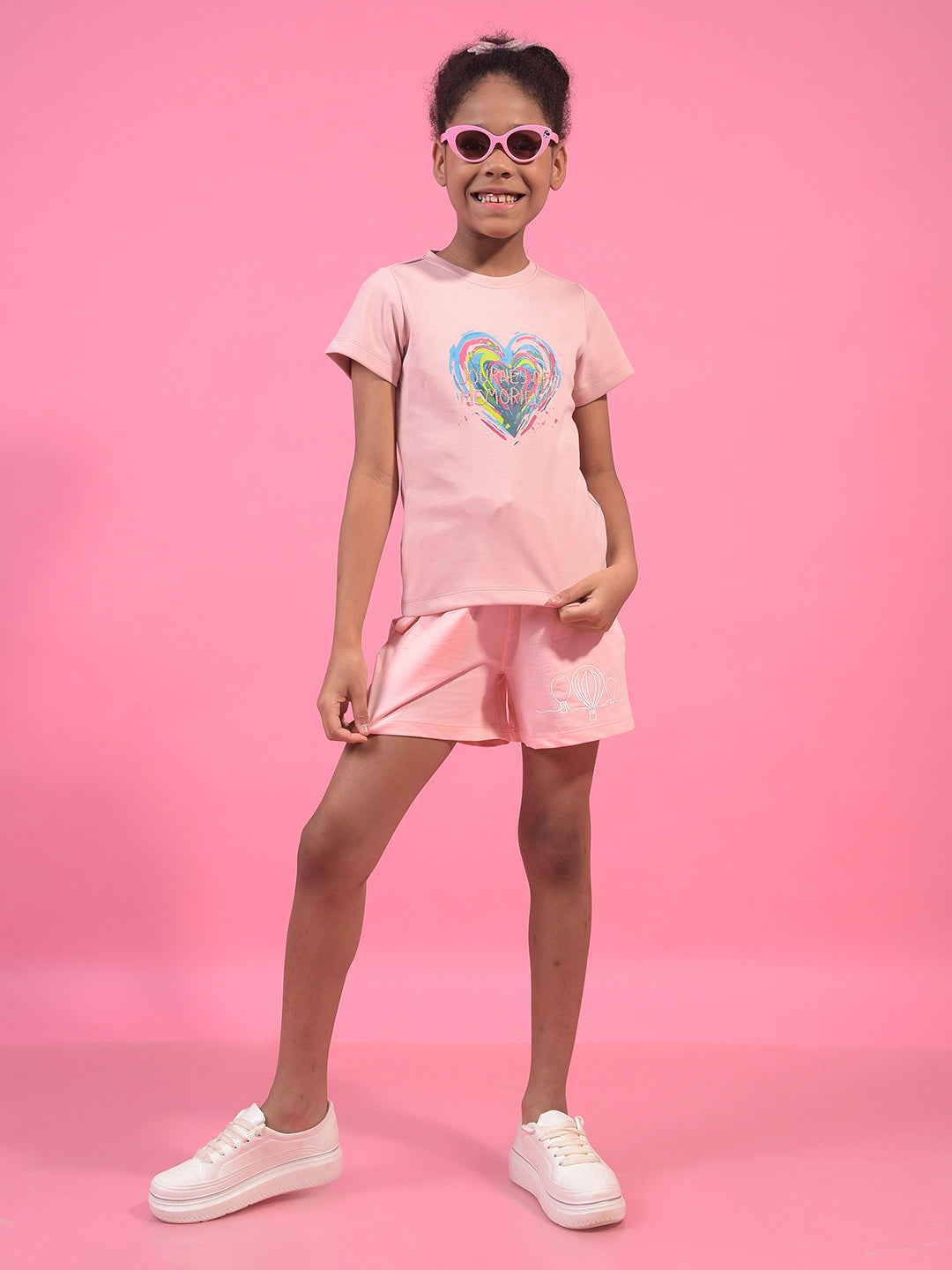 Girl's Pink Embroidered T-Shirt-Girls T-Shirts-Crimsoune Club