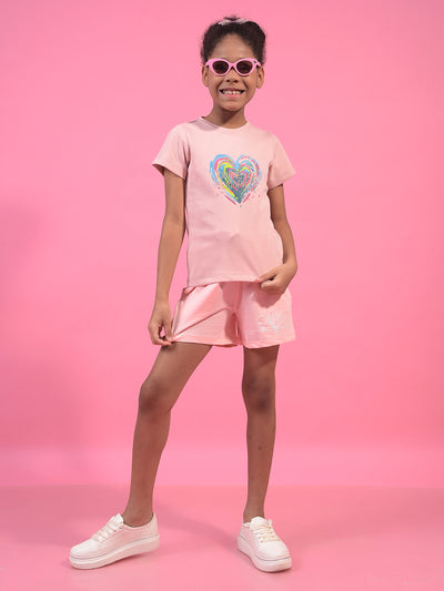 Girl's Pink Embroidered T-Shirt-Girls T-Shirts-Crimsoune Club