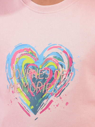 Girl's Pink Embroidered T-Shirt-Girls T-Shirts-Crimsoune Club