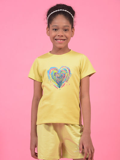 Girl's Yellow Embroidered T-Shirt-Girls T-Shirts-Crimsoune Club