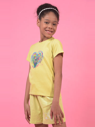 Girl's Yellow Embroidered T-Shirt-Girls T-Shirts-Crimsoune Club