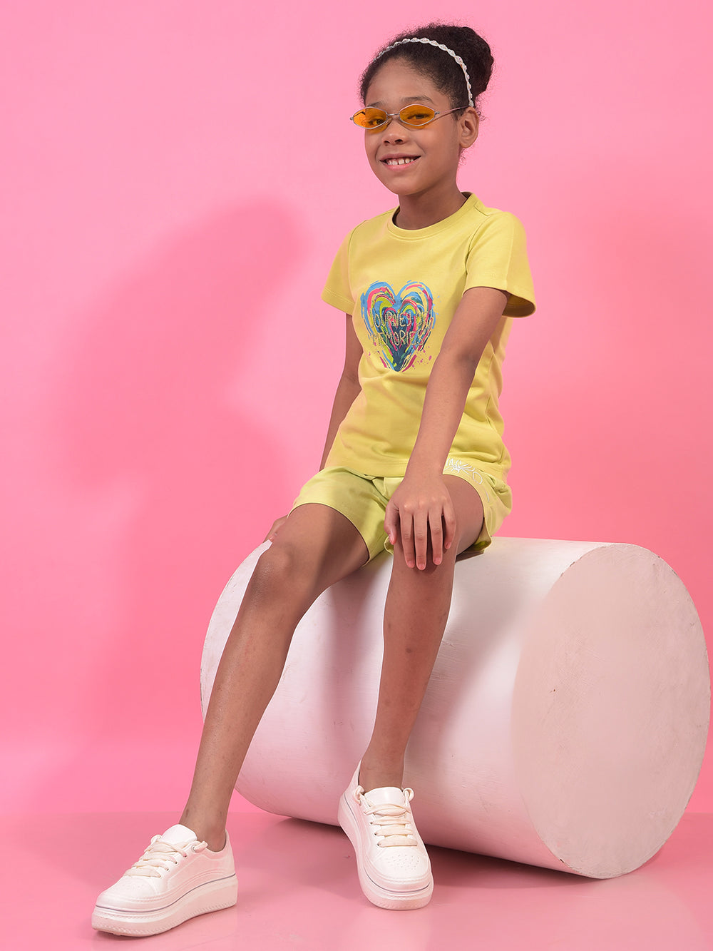 Girl's Yellow Embroidered T-Shirt-Girls T-Shirts-Crimsoune Club