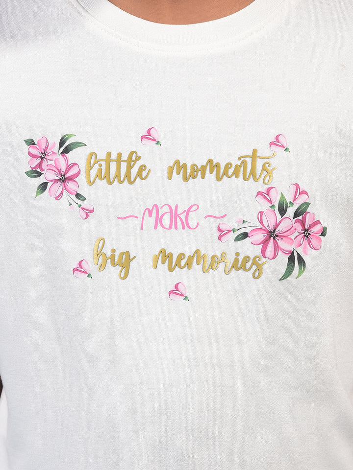 Girl's White Embellished T-Shirt-Girls T-Shirts-Crimsoune Club