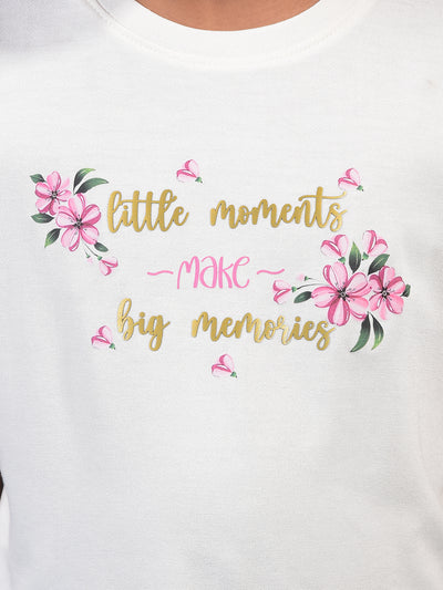 Girl's White Embellished T-Shirt-Girls T-Shirts-Crimsoune Club