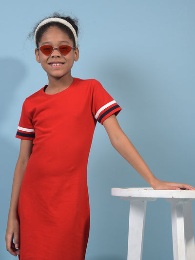 Girl's Red A-Line Dress-Girls Dress-Crimsoune Club