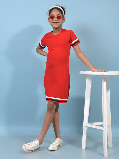 Girl's Red A-Line Dress-Girls Dress-Crimsoune Club