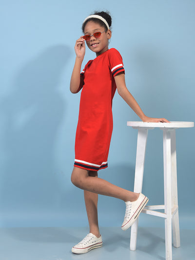 Girl's Red A-Line Dress-Girls Dress-Crimsoune Club