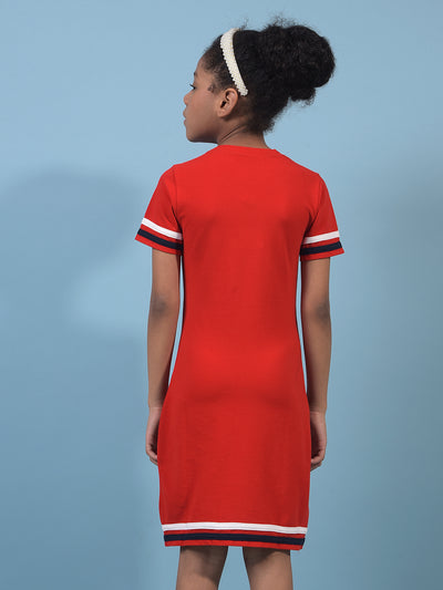 Girl's Red A-Line Dress-Girls Dress-Crimsoune Club