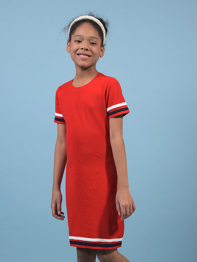 Girl's Red A-Line Dress-Girls Dress-Crimsoune Club