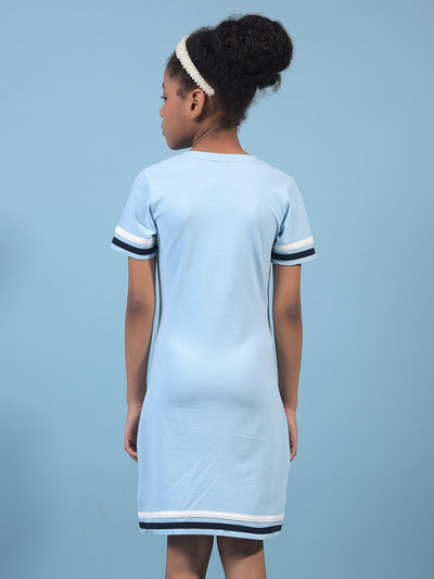 Girl's Blue A-Line Dress-Girls Dress-Crimsoune Club