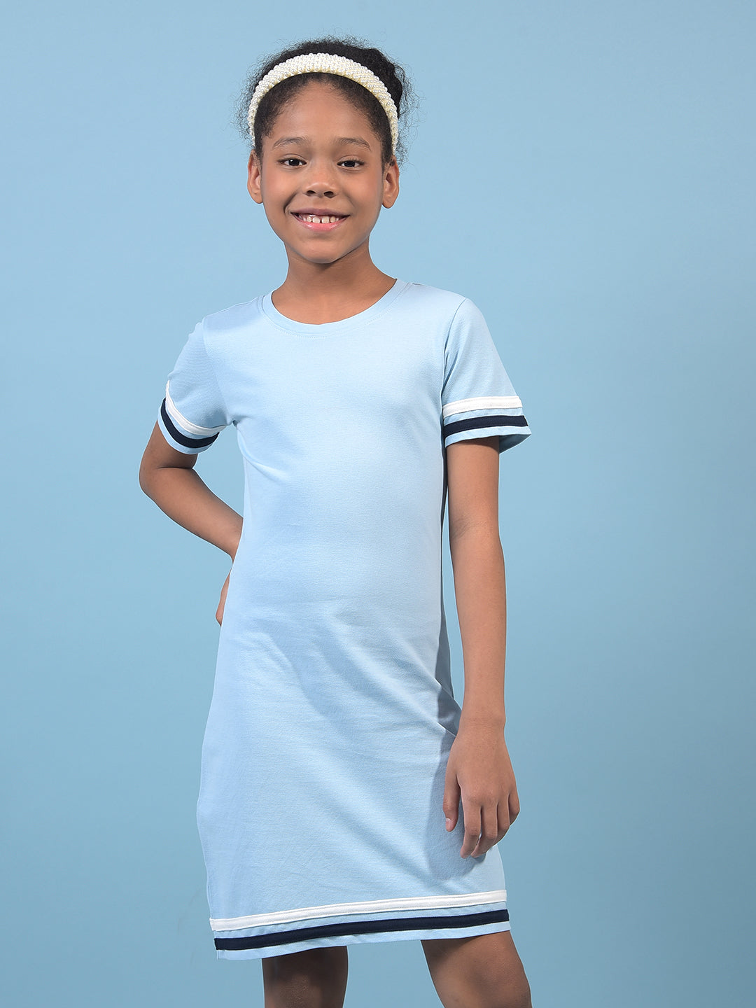 Girl's Blue A-Line Dress-Girls Dress-Crimsoune Club