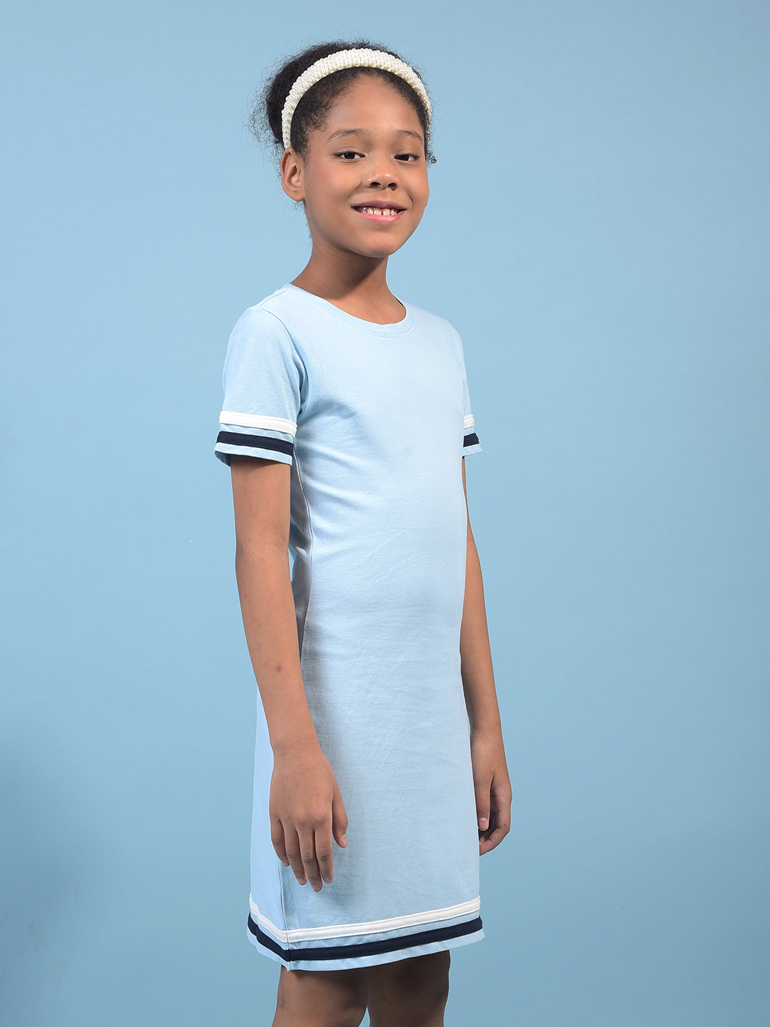 Girl's Blue A-Line Dress-Girls Dress-Crimsoune Club
