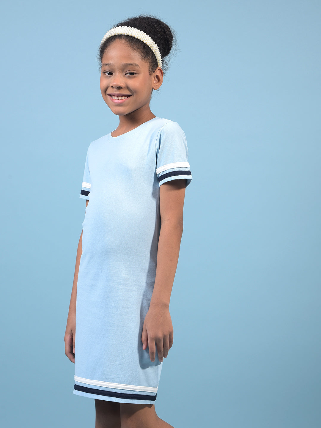 Girl's Blue A-Line Dress-Girls Dress-Crimsoune Club