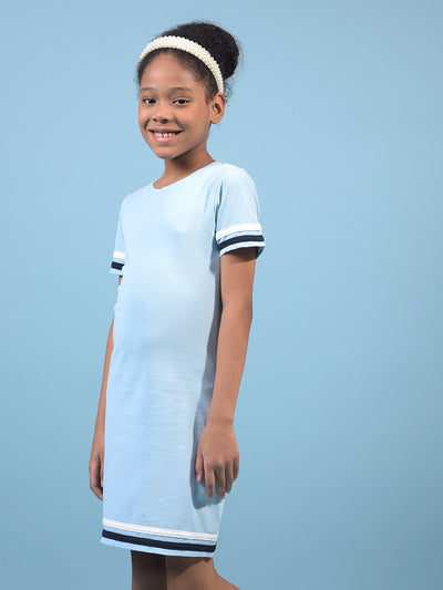 Girl's Blue A-Line Dress-Girls Dress-Crimsoune Club