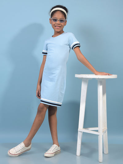 Girl's Blue A-Line Dress-Girls Dress-Crimsoune Club