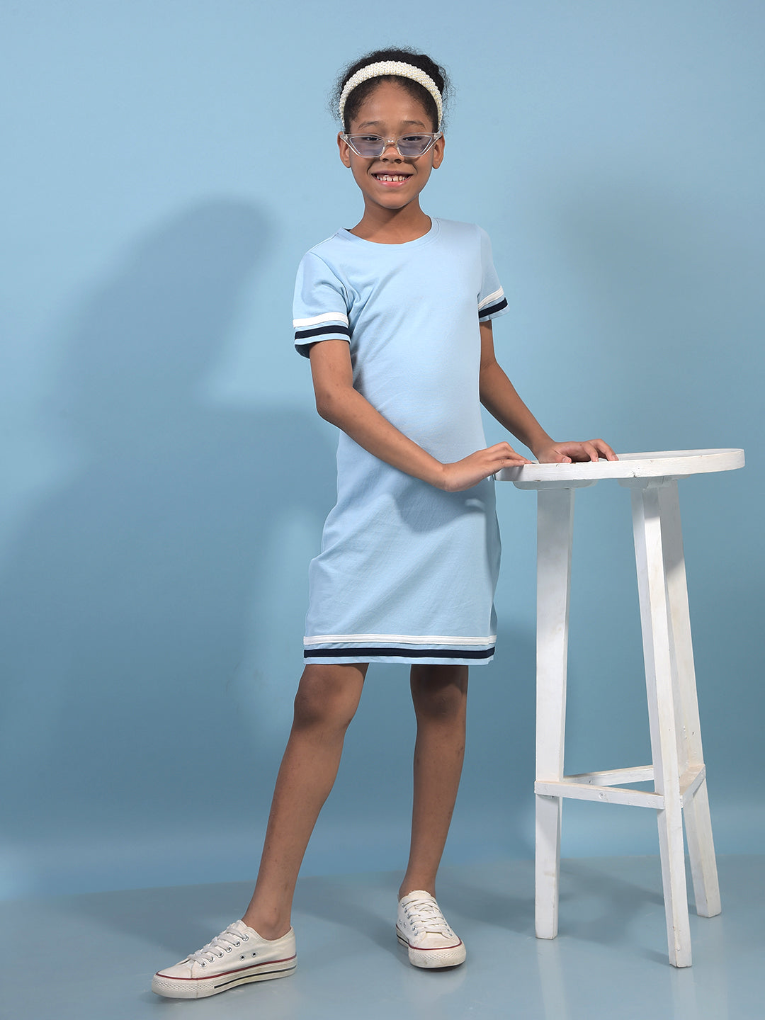 Girl's Blue A-Line Dress-Girls Dress-Crimsoune Club