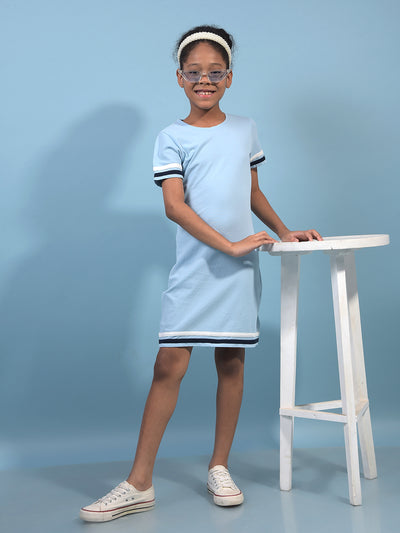 Girl's Blue A-Line Dress-Girls Dress-Crimsoune Club