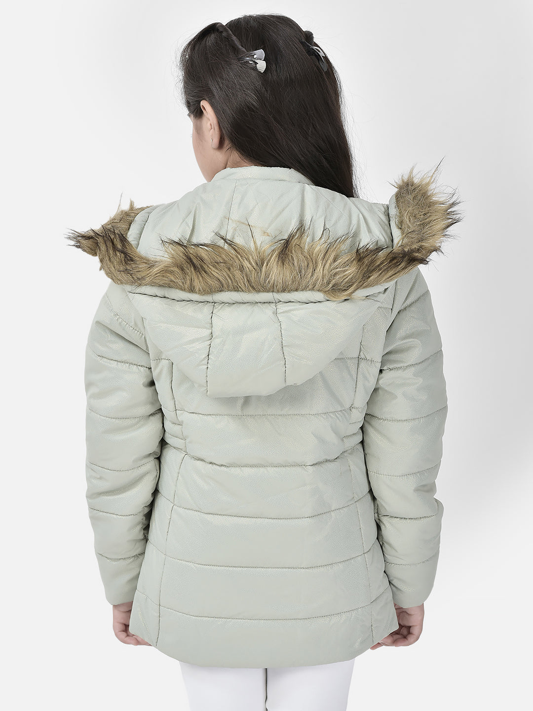 Green Hooded Puffer Jacket-Girl Jackets-Crimsoune Club