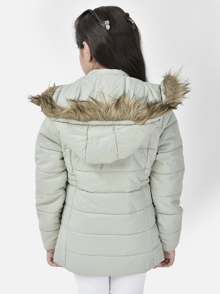 Green Hooded Puffer Jacket-Girl Jackets-Crimsoune Club