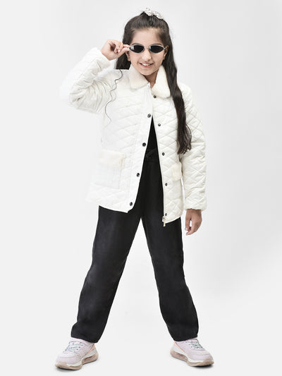 White Printed Jacket-Girls Jackets-Crimsoune Club