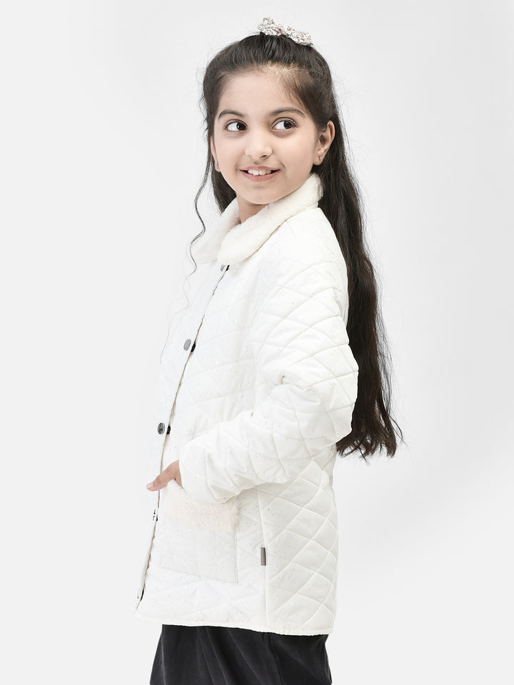 White Printed Jacket-Girls Jackets-Crimsoune Club