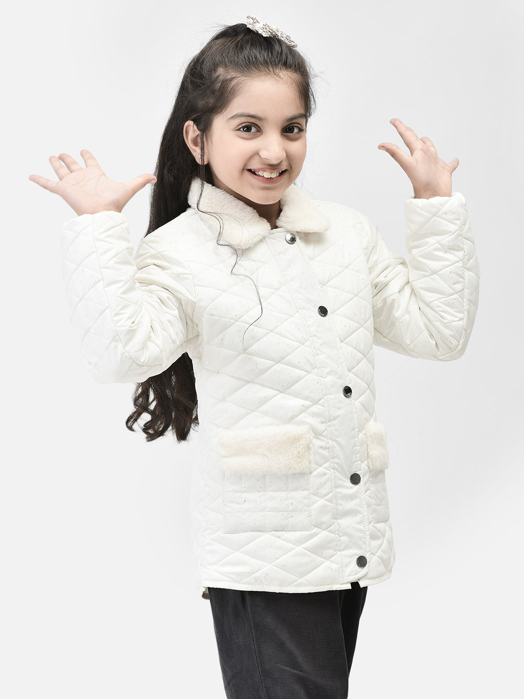 White Printed Jacket-Girls Jackets-Crimsoune Club