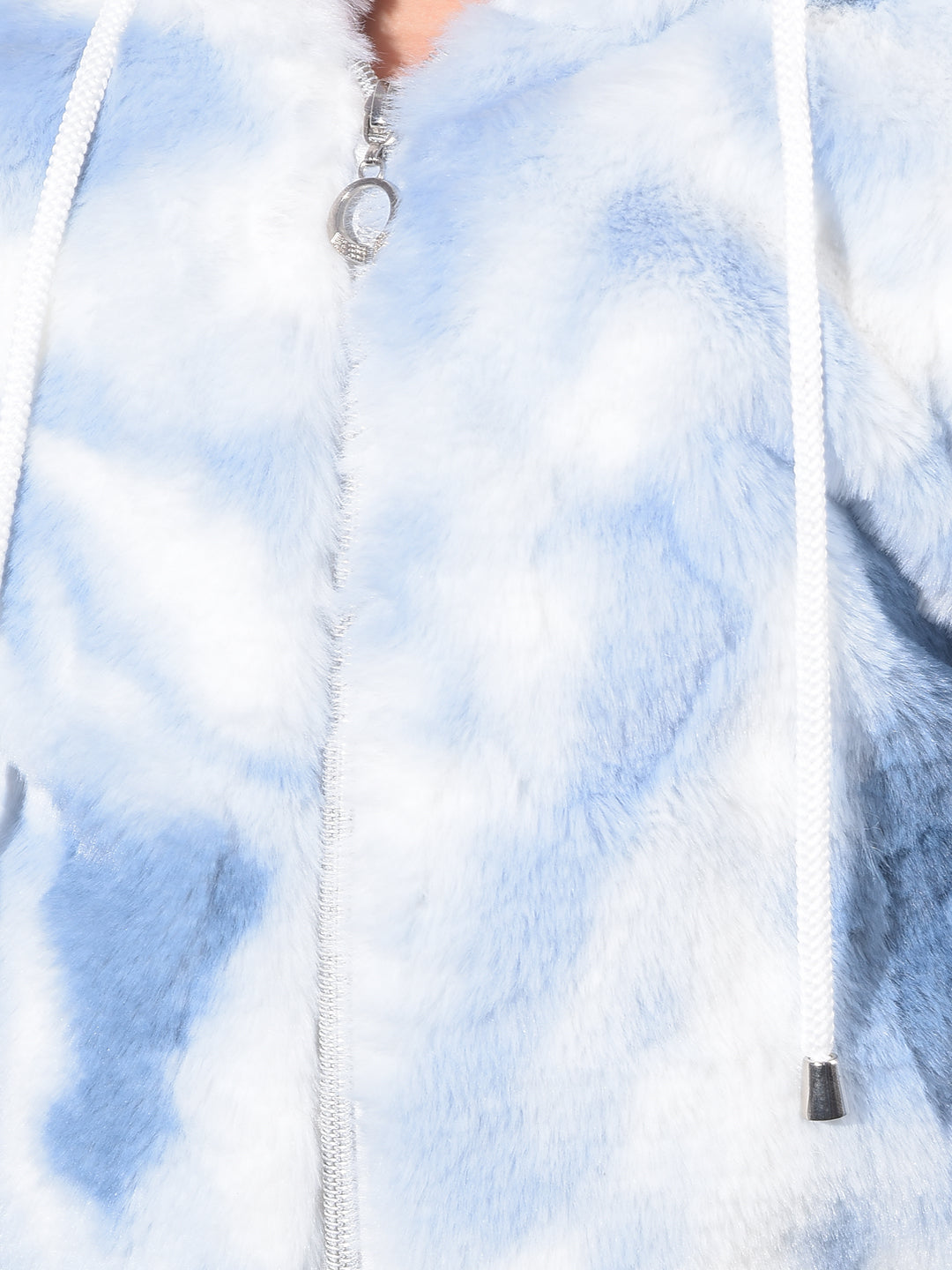 Blue Hooded Fur Jacket-Girls Jackets-Crimsoune Club