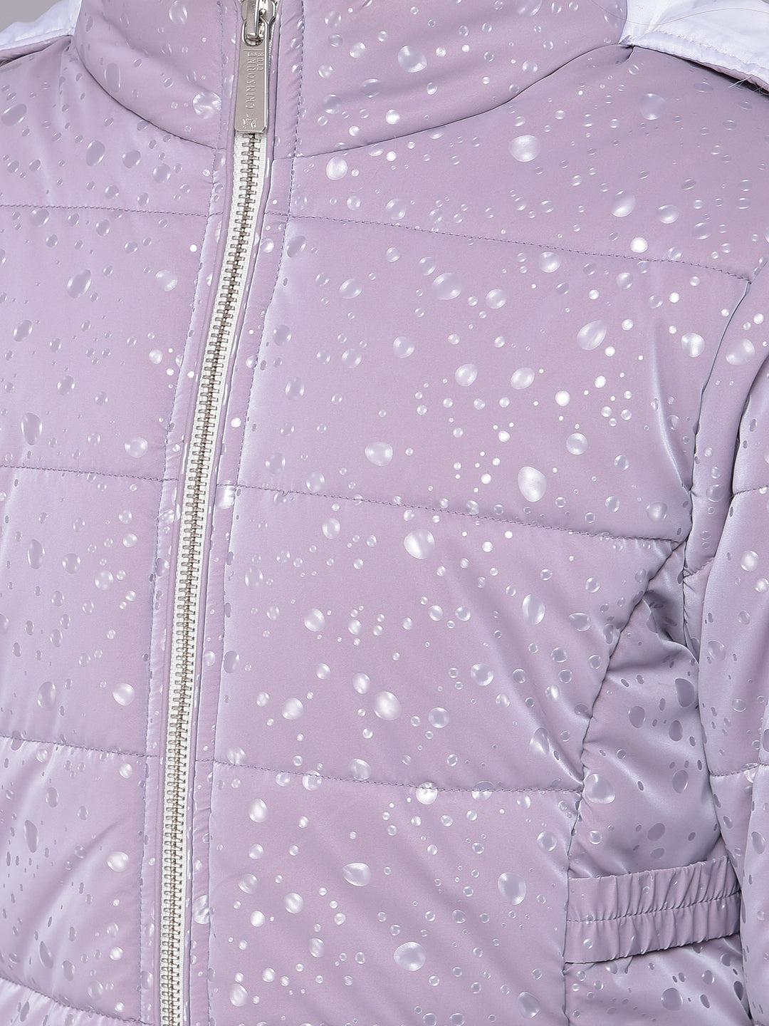 Purple Printed Puffer Jacket With Hood-Girls Jackets-Crimsoune Club