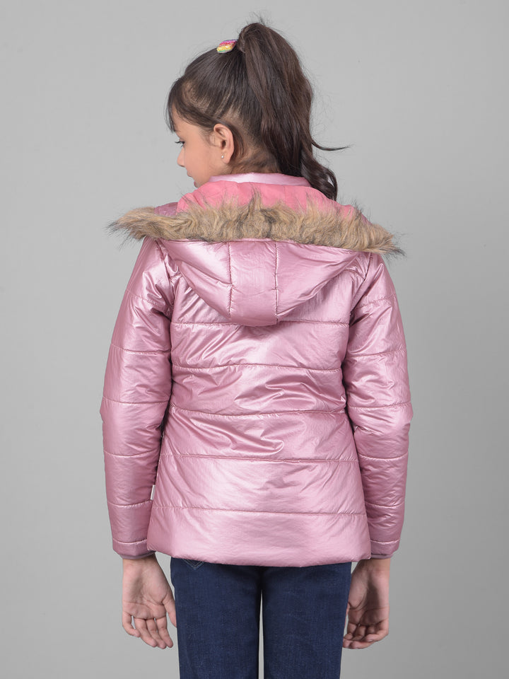 Pink Hooded Puffer Jacket-Girls Jackets-Crimsoune Club