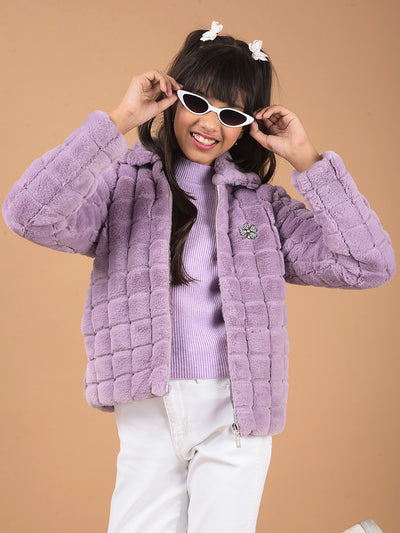 Purple Fur Jacket-Girls Jackets-Crimsoune Club