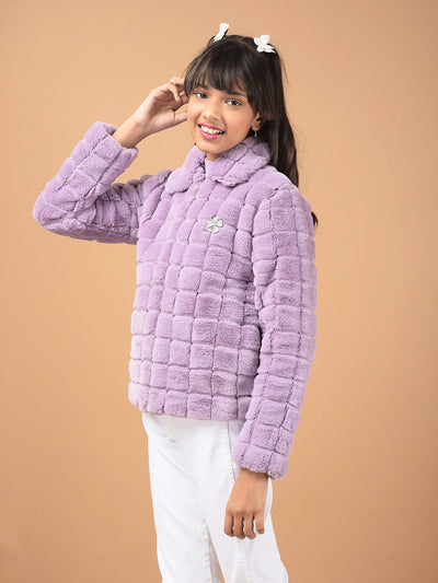 Purple Fur Jacket-Girls Jackets-Crimsoune Club