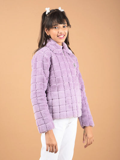 Purple Fur Jacket-Girls Jackets-Crimsoune Club