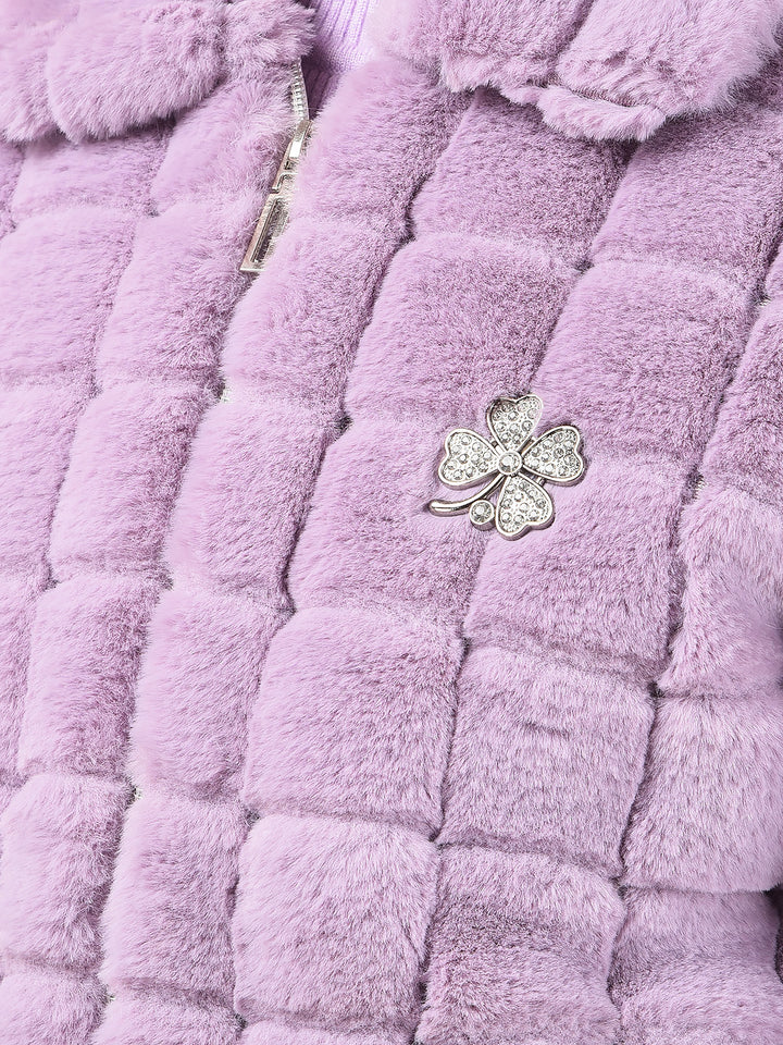 Purple Fur Jacket-Girls Jackets-Crimsoune Club
