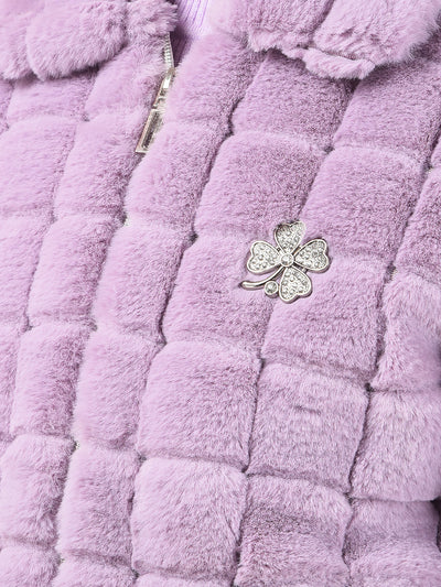 Purple Fur Jacket-Girls Jackets-Crimsoune Club