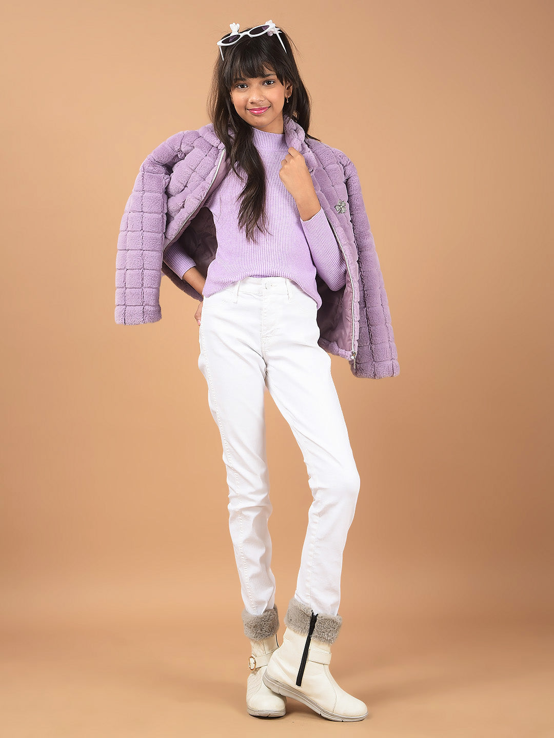 Purple Fur Jacket-Girls Jackets-Crimsoune Club