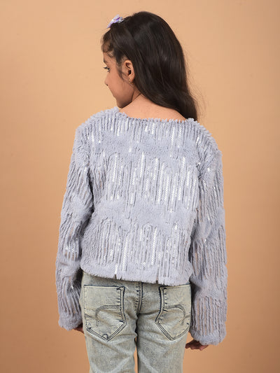 Grey Crop Length Cardigan-Girls Cardigans-Crimsoune Club