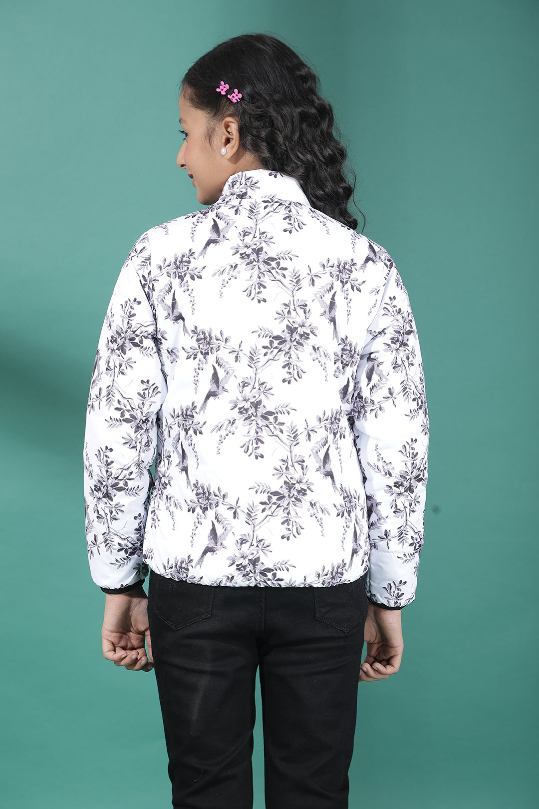 Winter Bloom Reversible Puffer Jacket-Girls Jackets-Crimsoune Club