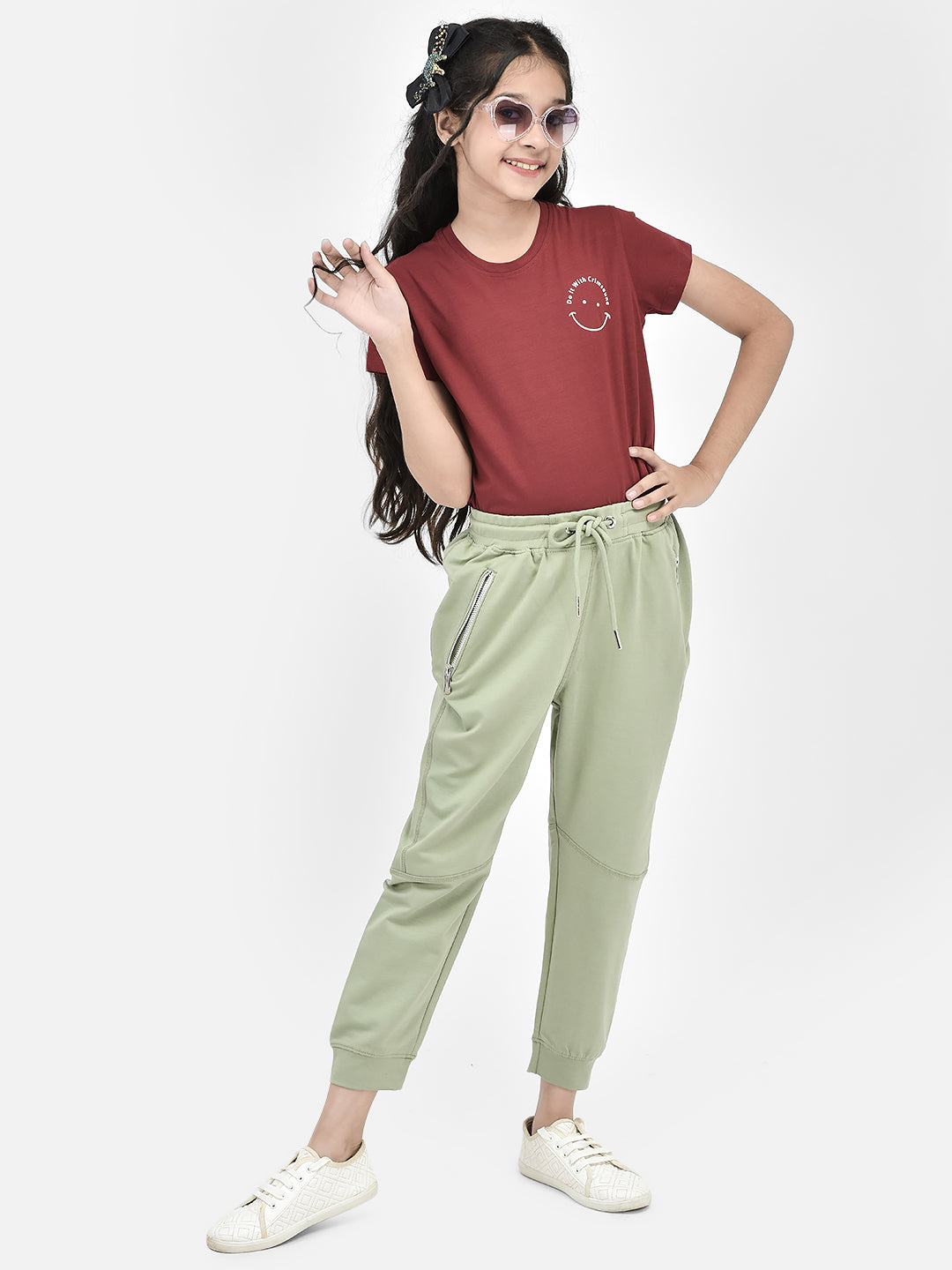 Olive Joggers-Girls Trackpants-Crimsoune Club