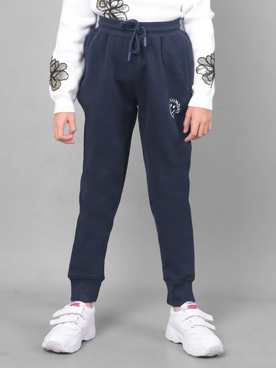 Navy Blue Trackpant-Girls Trackpants-Crimsoune Club