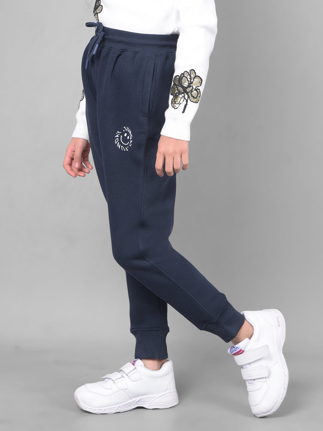 Navy Blue Trackpant-Girls Trackpants-Crimsoune Club