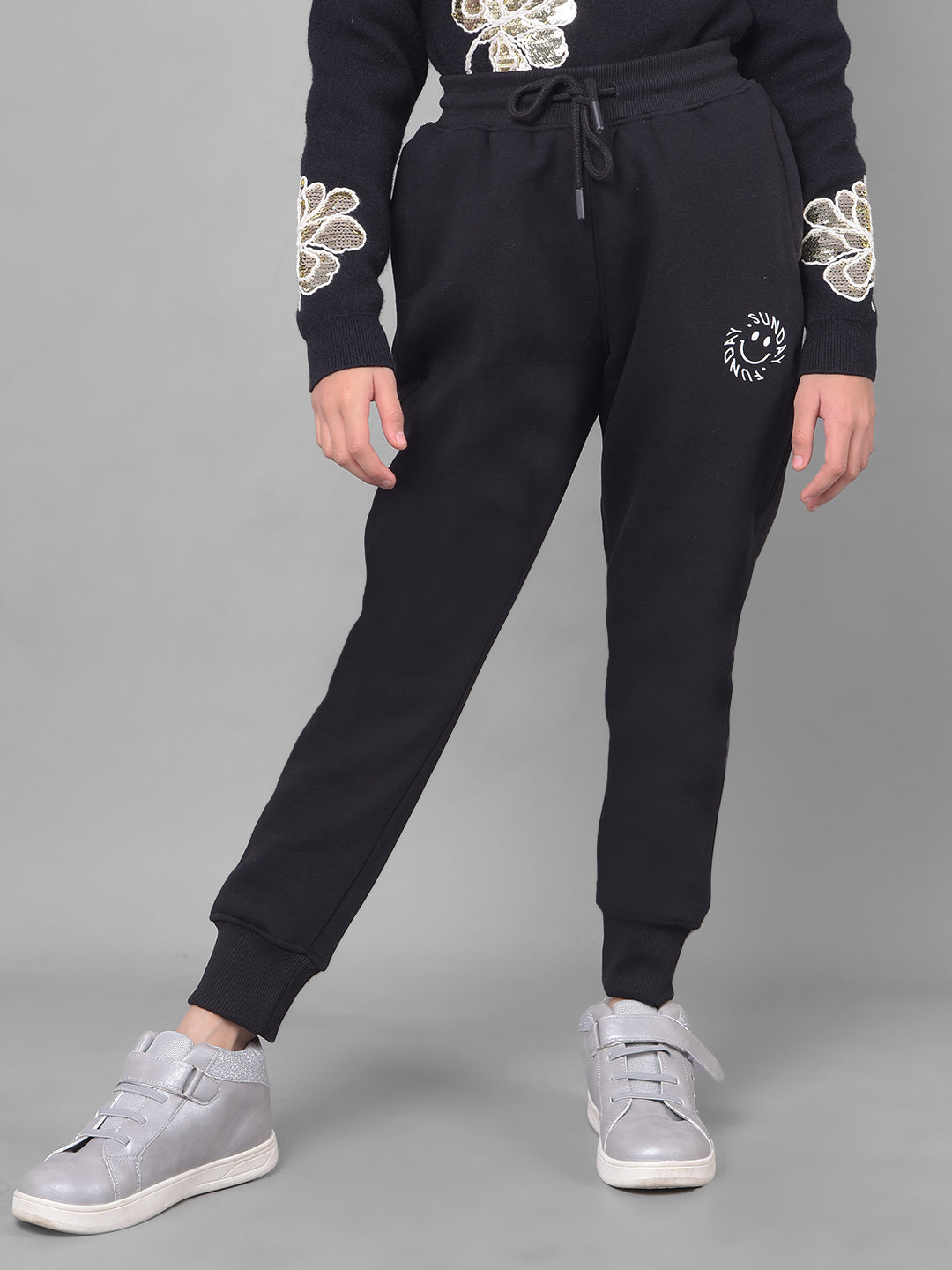 Black Trackpant-Girls Trackpants-Crimsoune Club