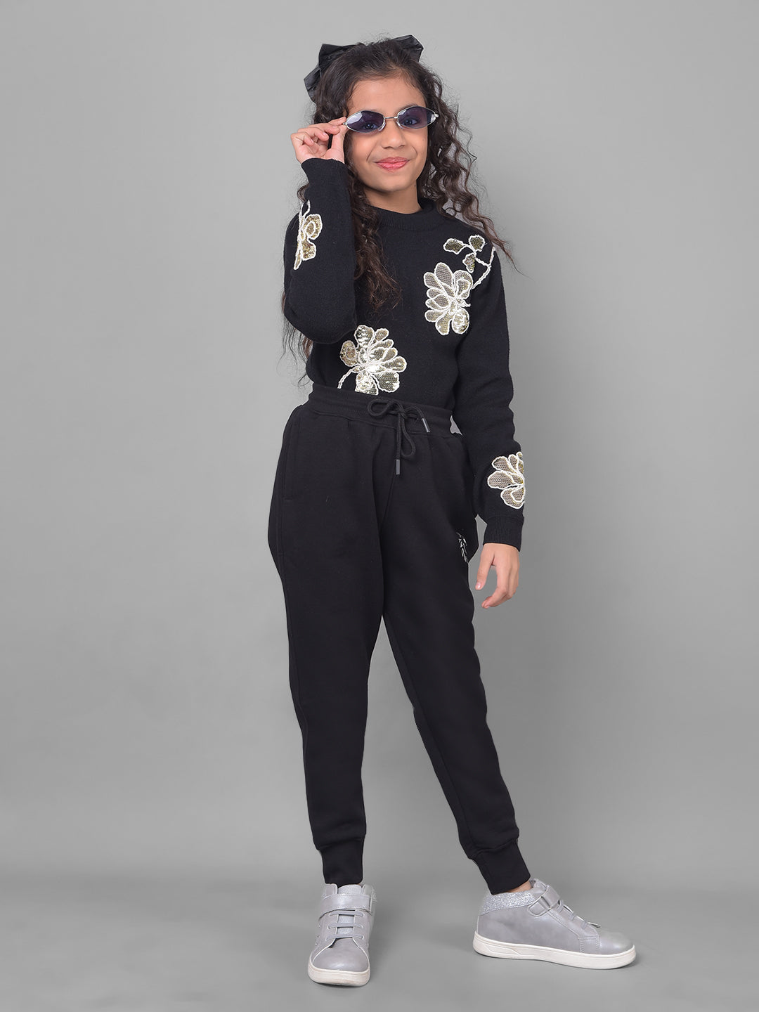 Black Trackpant-Girls Trackpants-Crimsoune Club