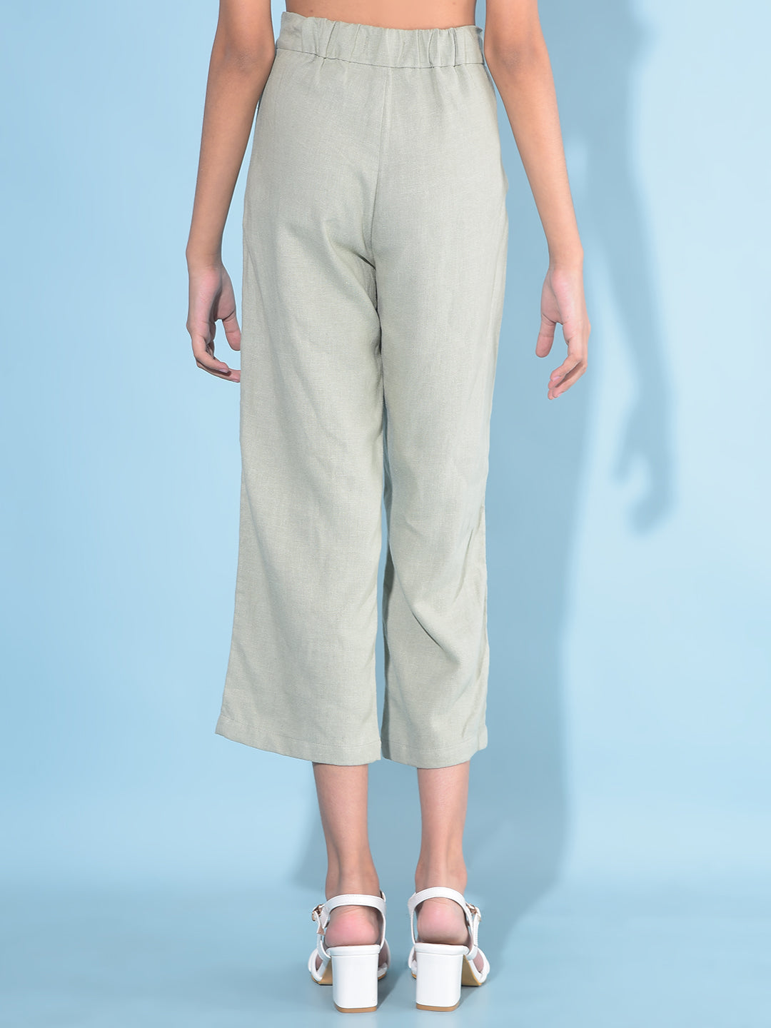 Green Crop Length Lower-Girls Lounge pant-Crimsoune Club