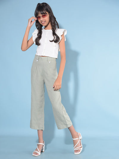 Green Crop Length Lower-Girls Lounge pant-Crimsoune Club