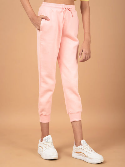 Pink Floral Print Joggers-Girls Joggers-Crimsoune Club