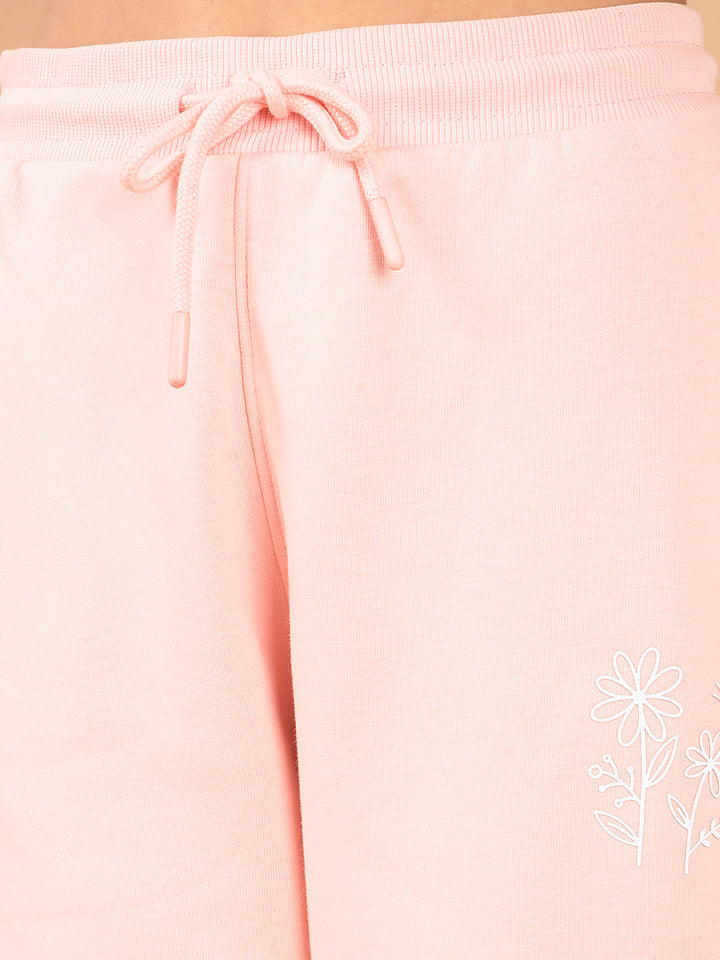 Pink Floral Print Joggers-Girls Joggers-Crimsoune Club