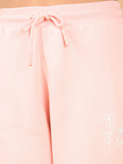 Pink Floral Print Joggers-Girls Joggers-Crimsoune Club