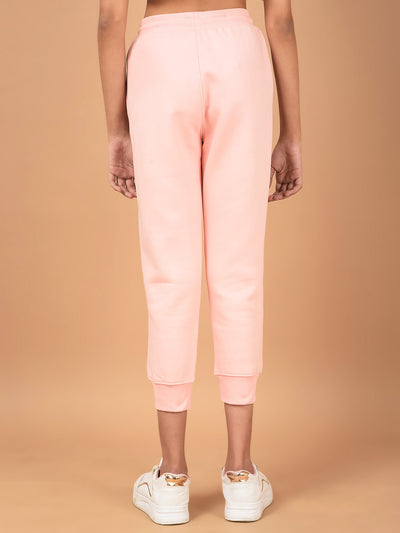 Pink Floral Print Joggers-Girls Joggers-Crimsoune Club